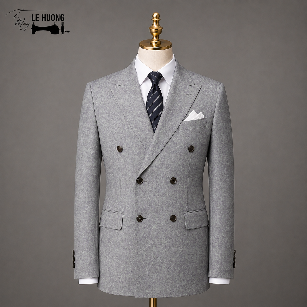 Suit Ghi Sáng 6 Khuy